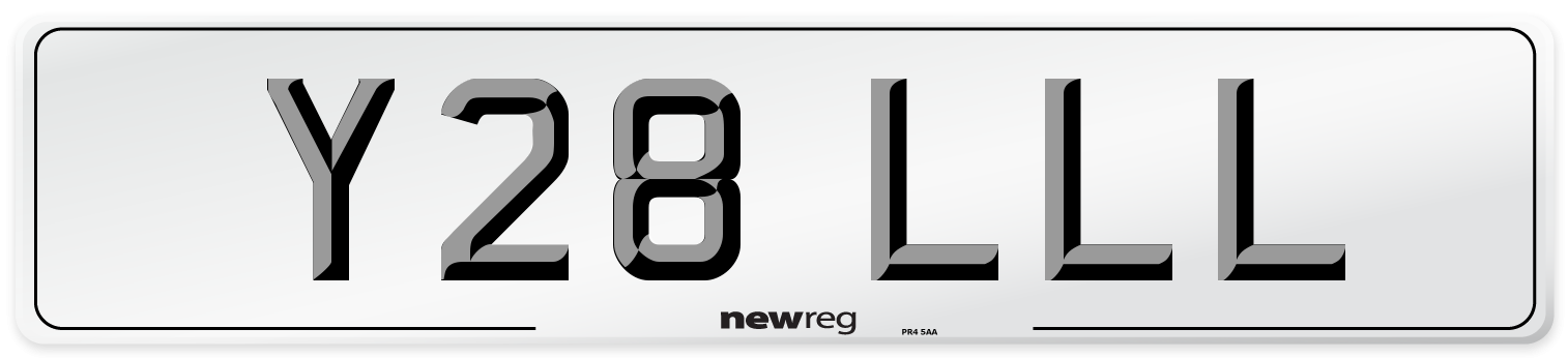 Y28 LLL Number Plate from New Reg